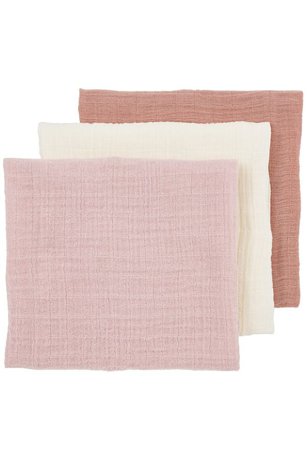 Lot de 3 langes nuances de rose 70x70cm