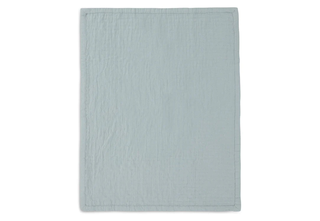 Couverture Berceau Gaze De Coton 75x100cm Jacquard - Sea Green - GOTS