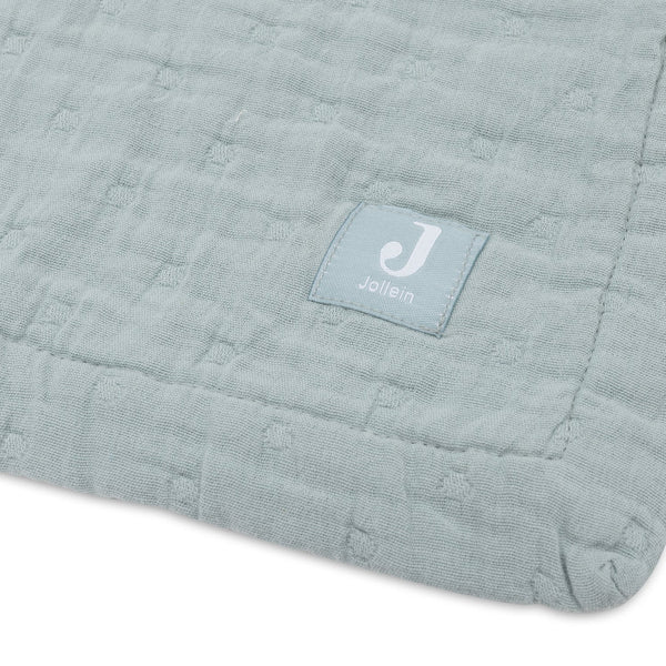 Couverture Berceau Gaze De Coton 75x100cm Jacquard - Sea Green - GOTS
