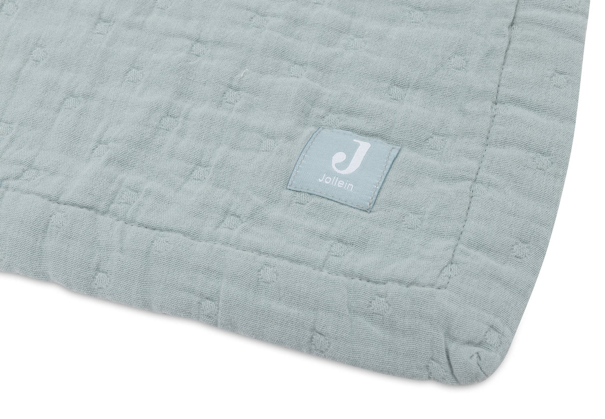 Couverture Berceau Gaze De Coton 75x100cm Jacquard - Sea Green - GOTS