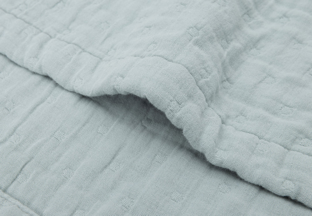 Couverture Berceau Gaze De Coton 75x100cm Jacquard - Sea Green - GOTS