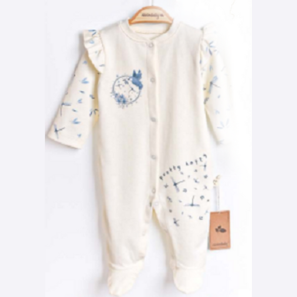 Pyjamas bébé fleuri bleu pretty happy(3-6 mois) Ciccimbaby
