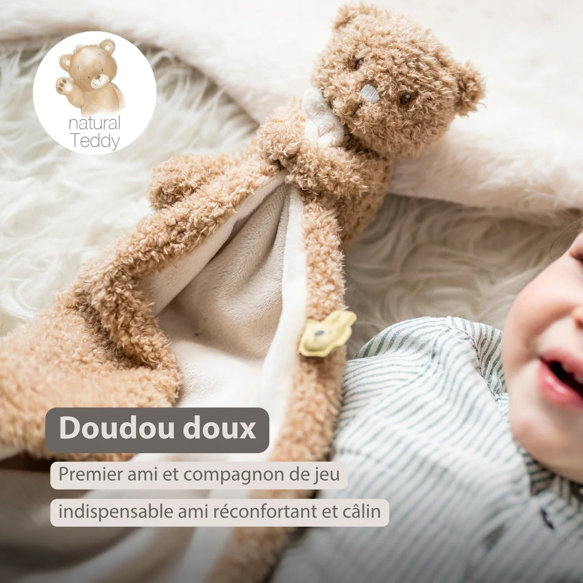 TEDDY Doudou câlin ours 27*27cm NATTOU