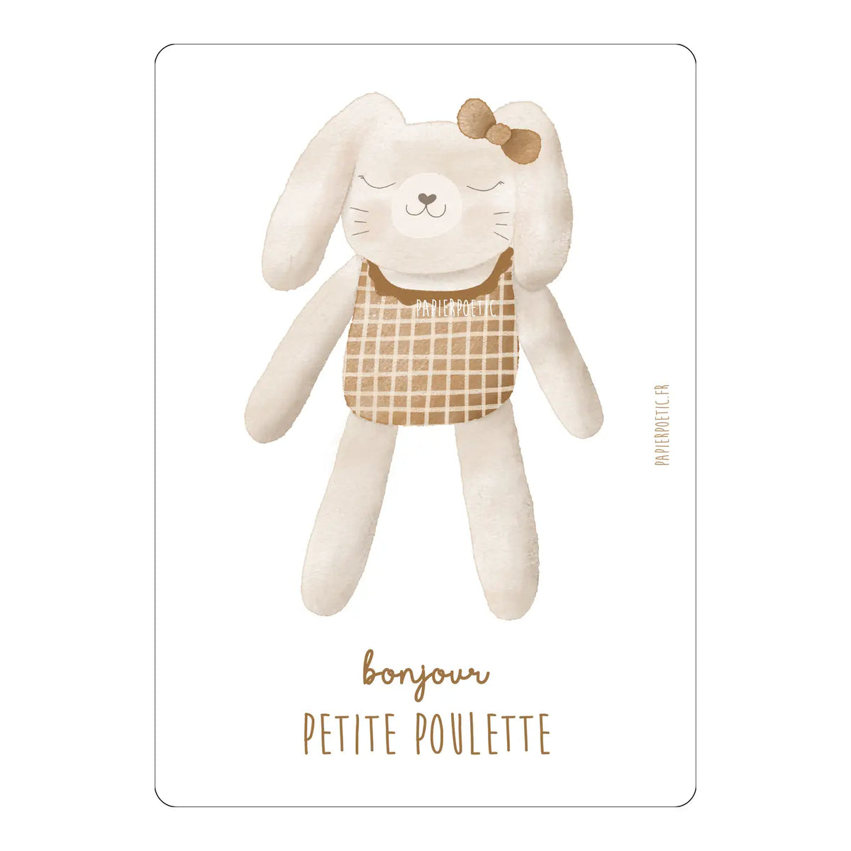 Carte "Doudou Lapin" Bonjour Petite Poulette