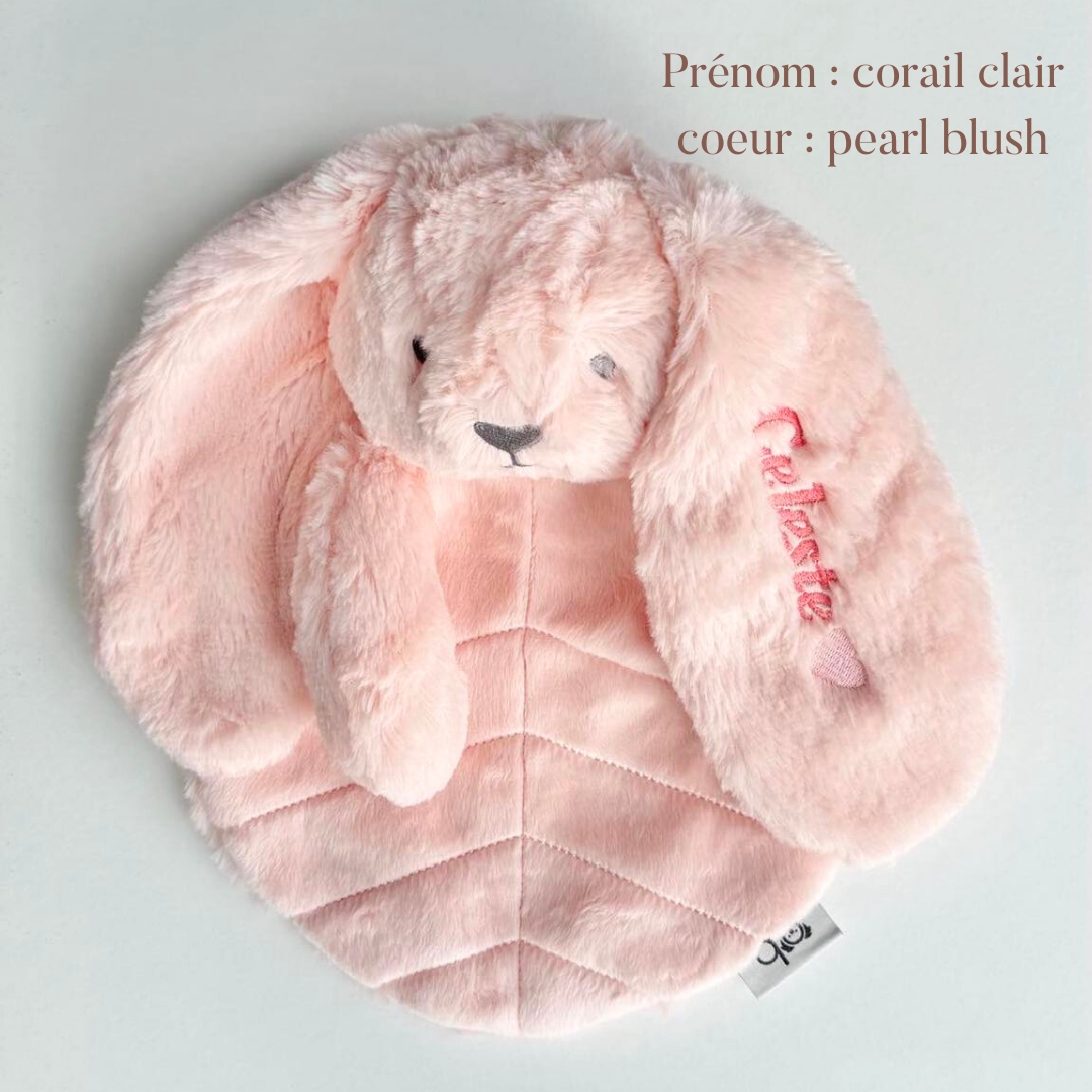 Doudou plat lapin 30 cm â Rose OB DESIGN