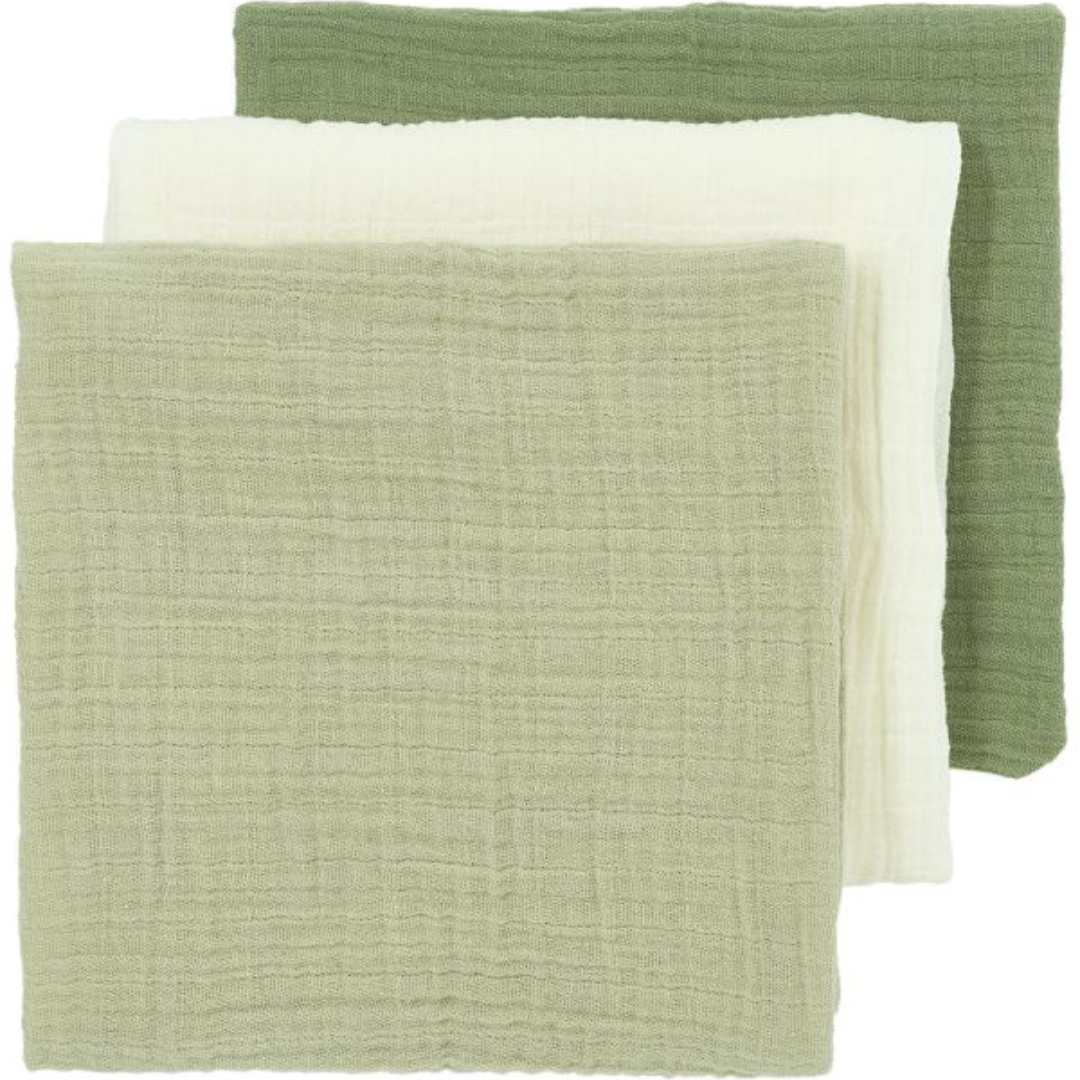 Lot de 3 langes olive green 70x70cm