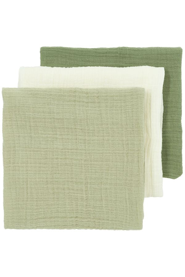 Lot de 3 langes olive green 70x70cm