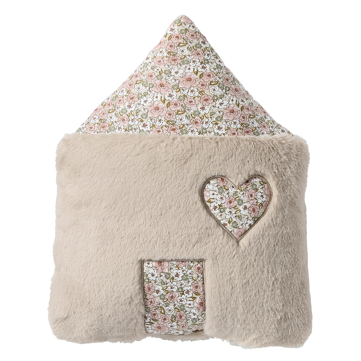 Coussin déco forme maison fausse fourrure angora beige / liberty – Afternoon Tea