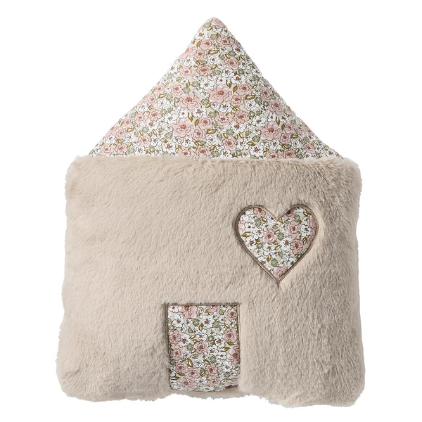 Coussin déco forme maison fausse fourrure angora beige / liberty – Afternoon Tea