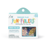 Créez un monde magique avec les Fun Fillers Ocean ! Accessoires sensoriels scintillants pour jeux d’éveil, pâte à modeler, eau, riz ou slime. Dès 3 ans.