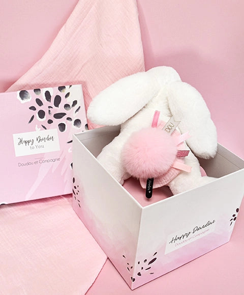 Coffret Pantin Lapin rose - Happy Blush - 25 cm