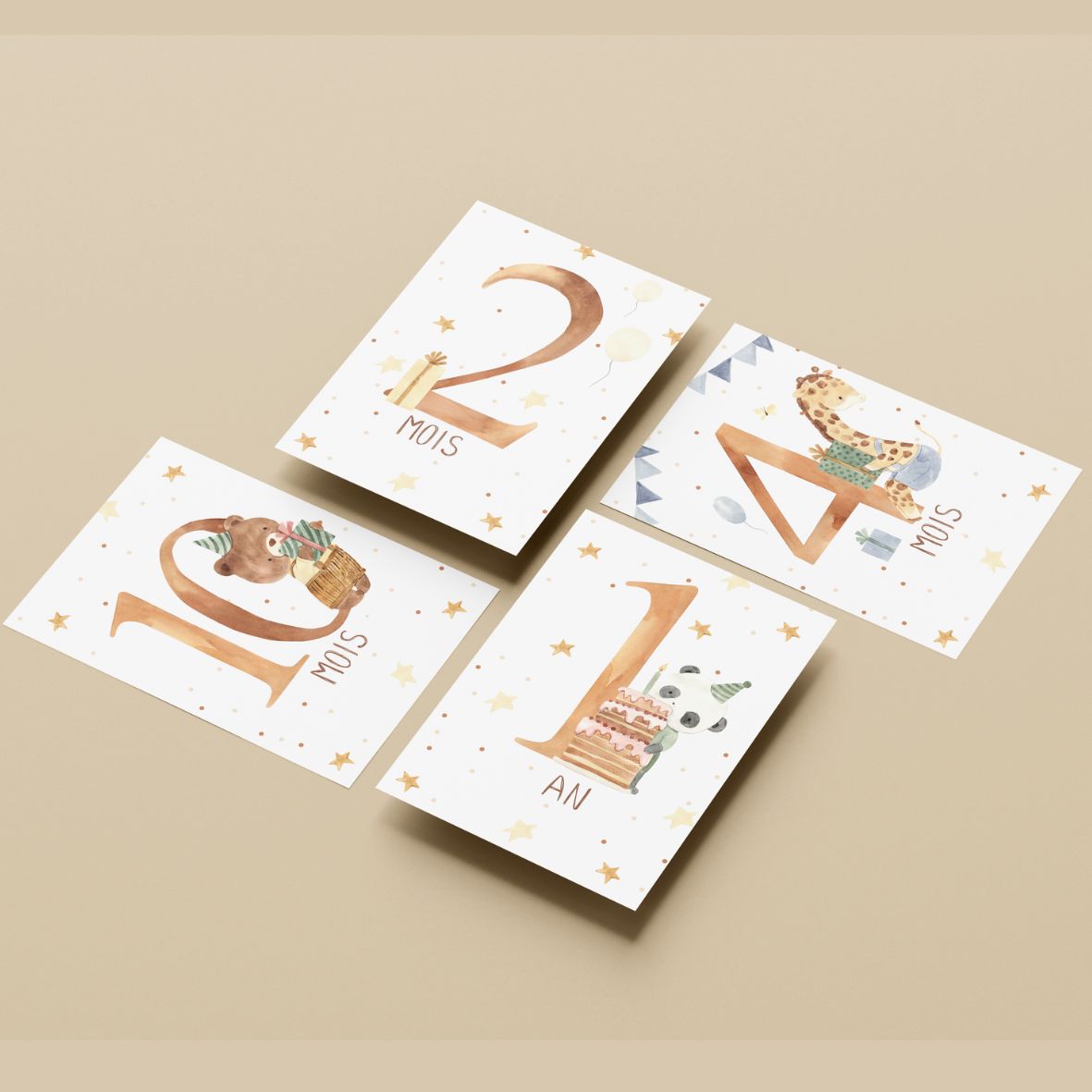 Cartes étapes mes 12 premiers mois étoilés Petit coeur salé