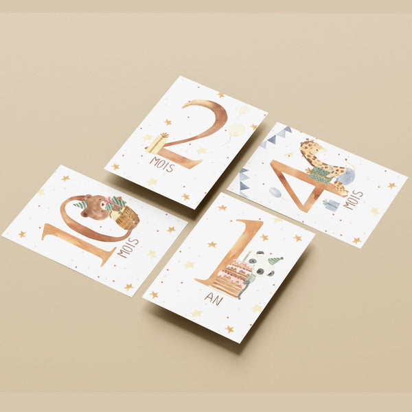 Cartes étapes mes 12 premiers mois étoilés Petit coeur salé