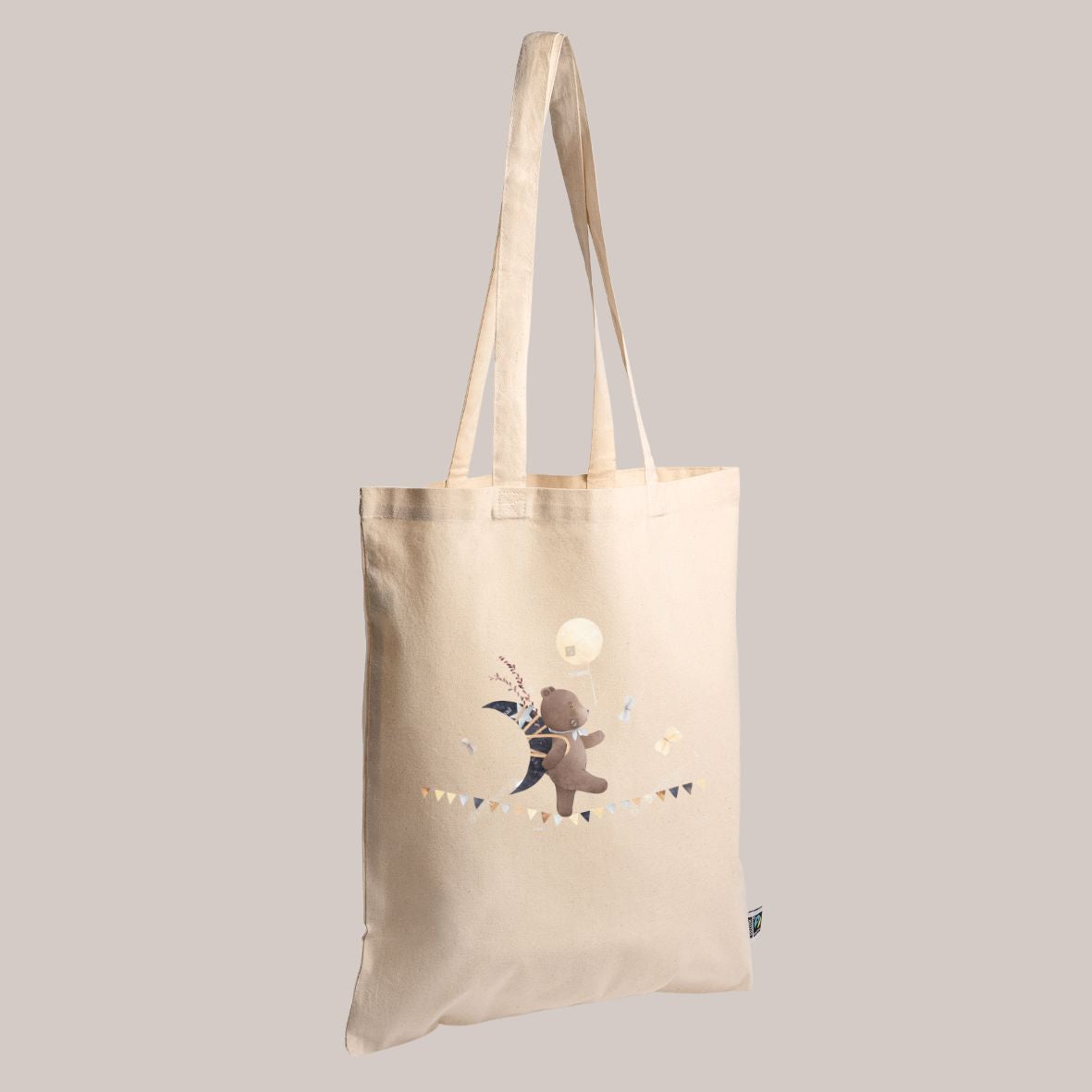 Tote bag Ours sur guirlande en coton biologique GMLB
