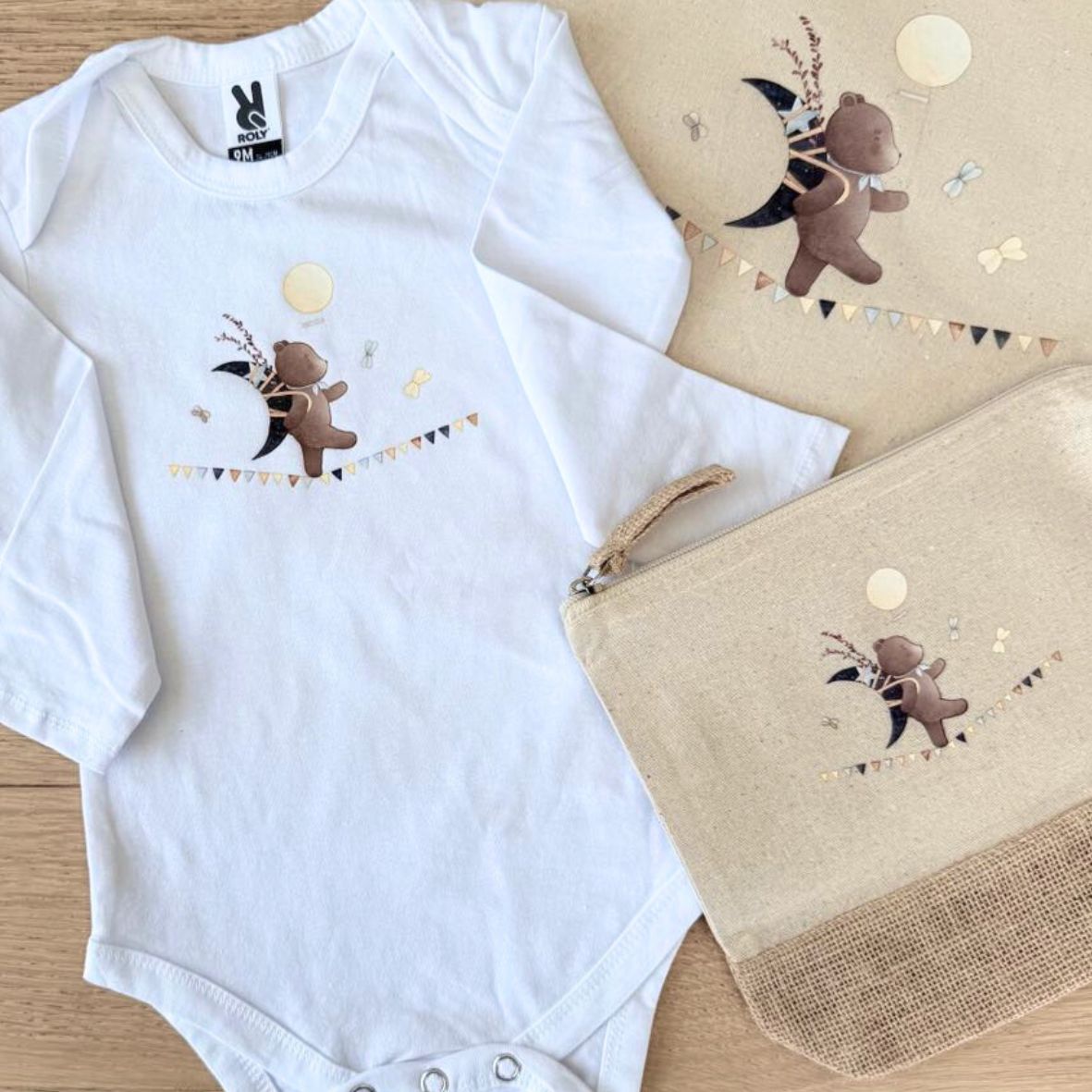 Tote bag Ours sur guirlande en coton biologique GMLB