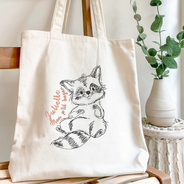 Tote Bag Adorable à Personnaliser raton laveur – 100% Coton Recyclé GMLB