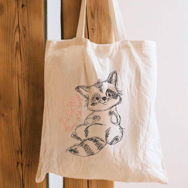 Tote Bag Adorable à Personnaliser  raton laveur – 100% Coton Recyclé GMLB