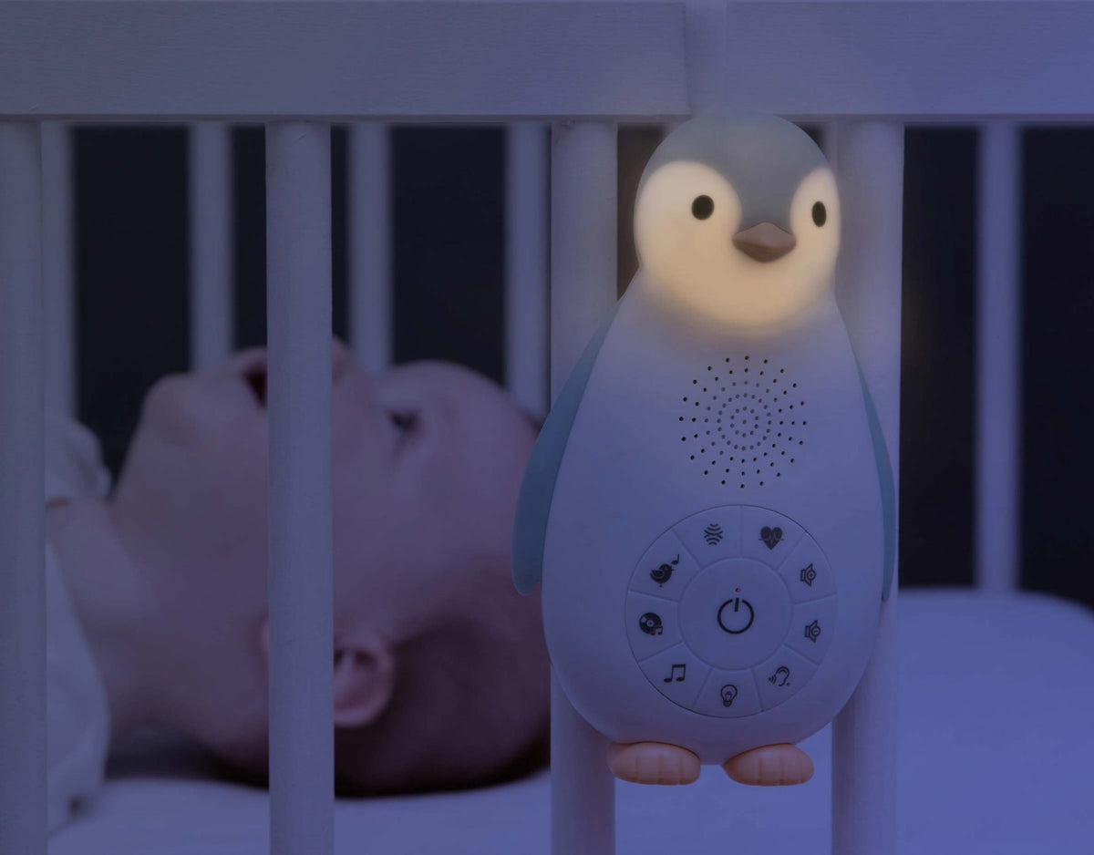 ZOË le pingouin Bleu vert - machine à son avec haut-parleur sans fil et veilleuse