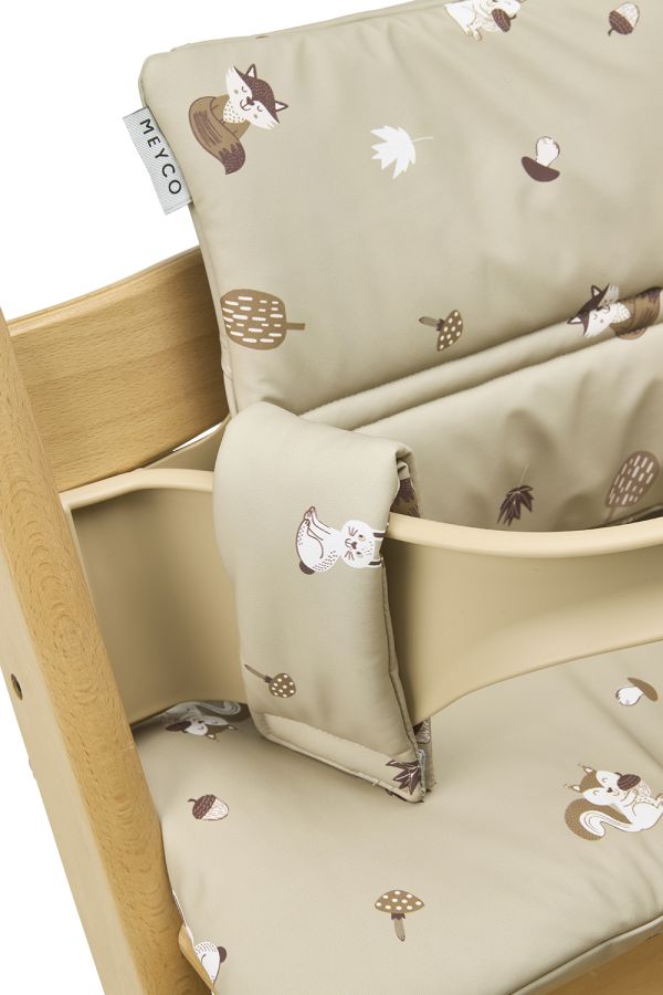 Coussin chaise haute- animaux forêt