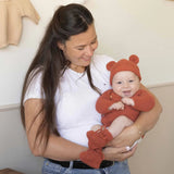 Bonnet Ă  oreilles en maille terracotta TROIS KILOS SEPT
