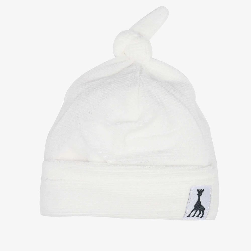 Bonnet naissance velours drop needle - Bleu marine sophie la girafe