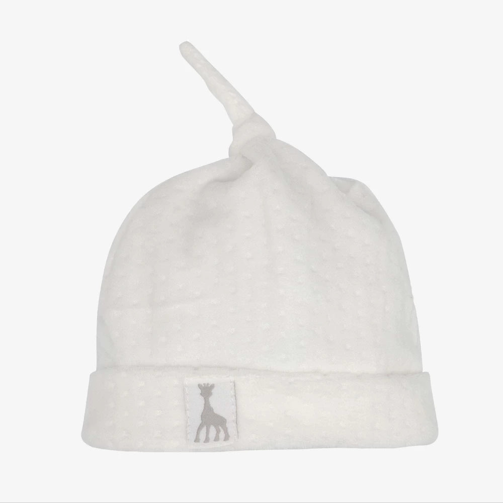 Bonnet naissance velours jacquard - Beige sophie la girafe
