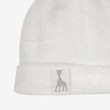 Bonnet naissance velours jacquard - Beige sophie la girafe