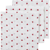 Lot de 3 langes coeurs rouges 70x70cm - Petit coeur salé