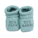 Chaussons bébé 50% papa/50% maman vert TROIS KILOS SEPT
