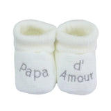 Chaussons bébé - Papa d'amour blanc TROIS KILOS SEPT
