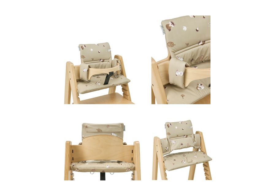 Coussin chaise haute- animaux forêt