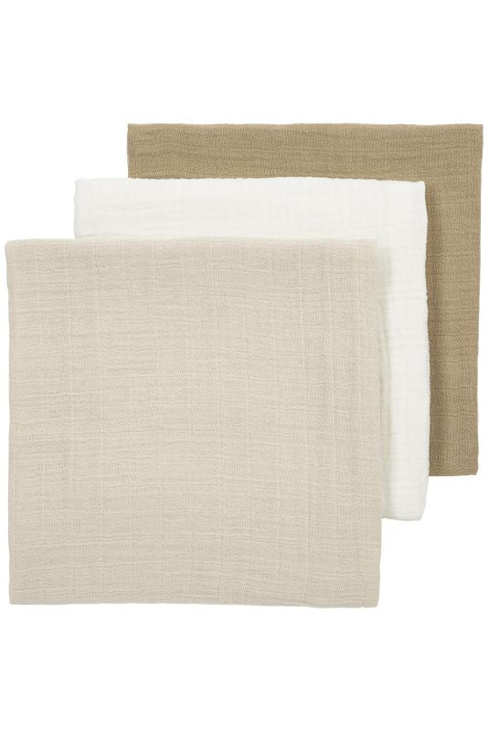 Lot de 3 langes nuances de beige 70x70cm