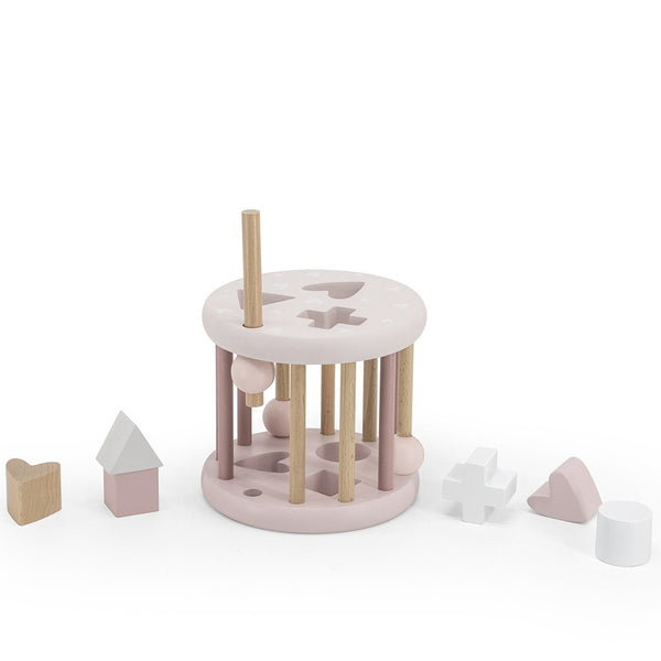Roue trieur de formes en bois – Rose
