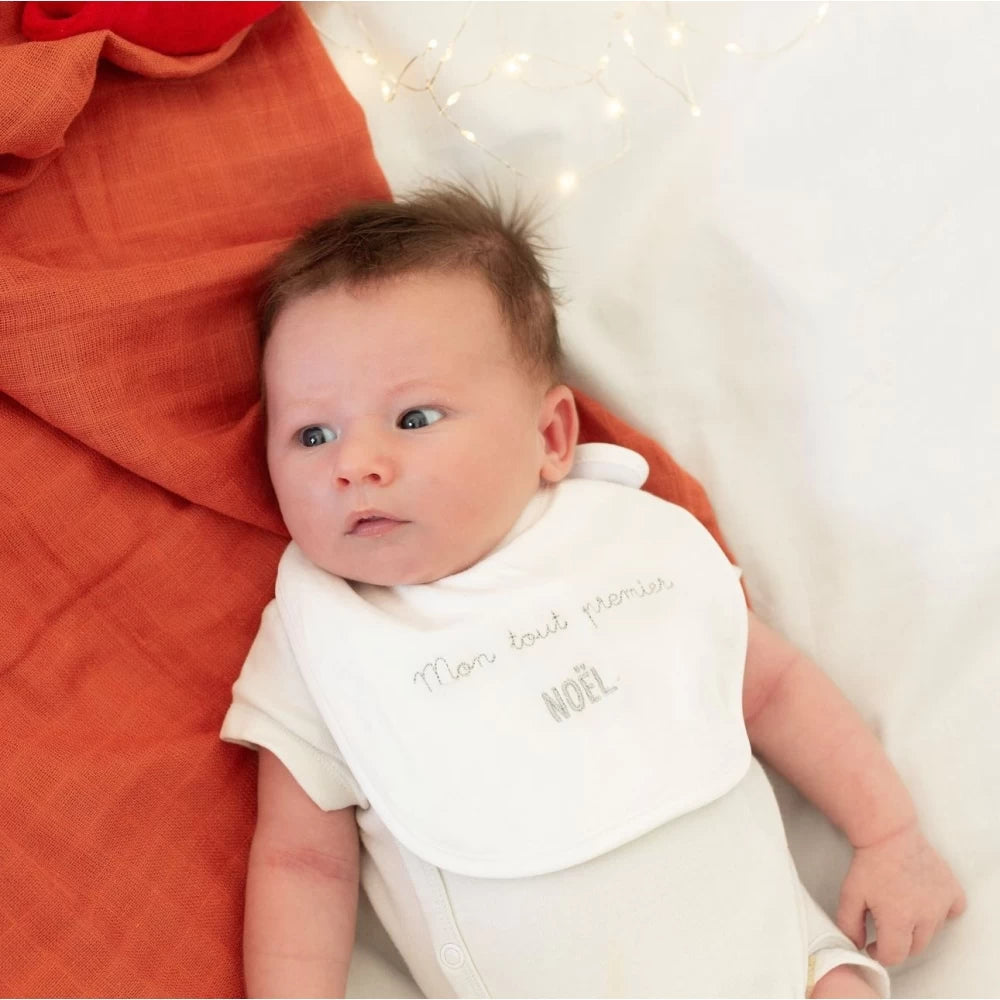 Lot de 2 bavoirs naissance - premier Noël de bébé