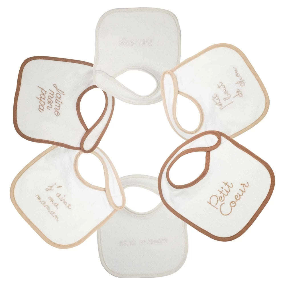 Lot de 6 bavoirs naissance brodés 0-4 mois