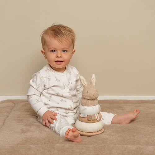 Lapin à empiler doudou et bois FSC - Baby Bunny LITTLE DUTCH