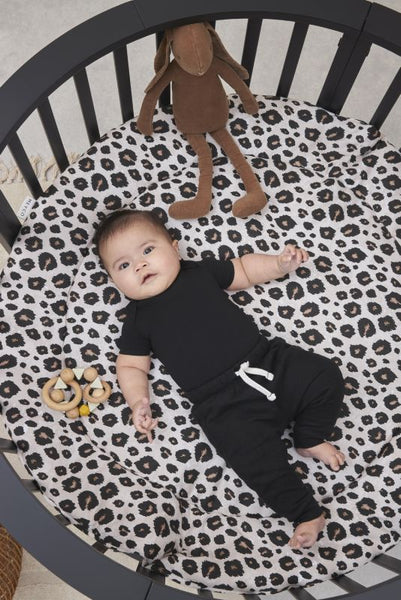 Tapis de parc Leopard sable - ⌀95cm