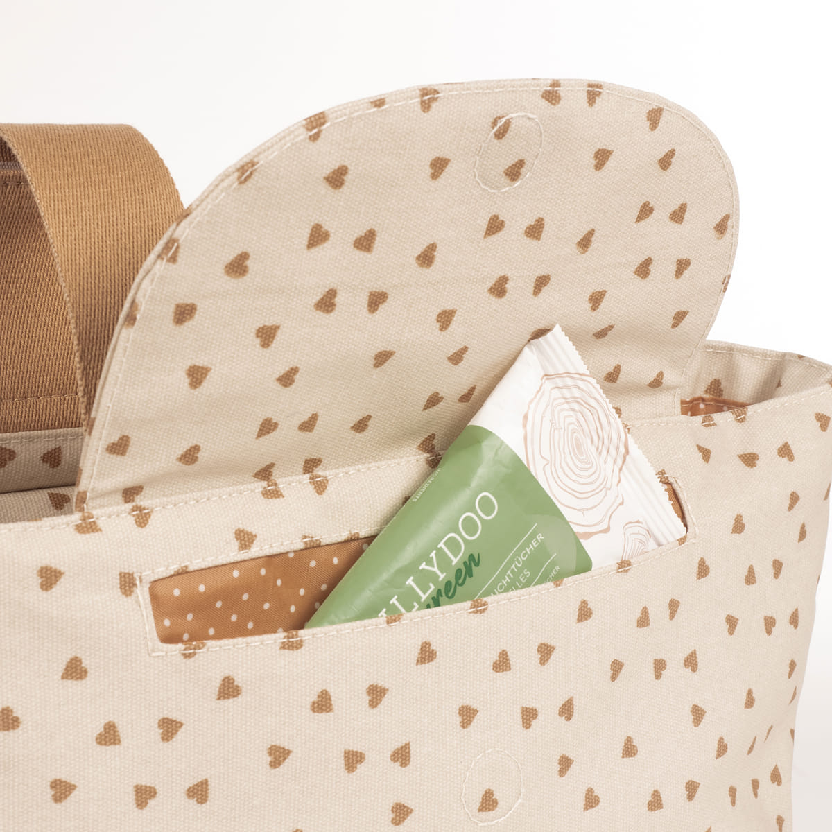 Organizer de poussette bébé Poppy Cannelle – Motifs cœurs walking mum
