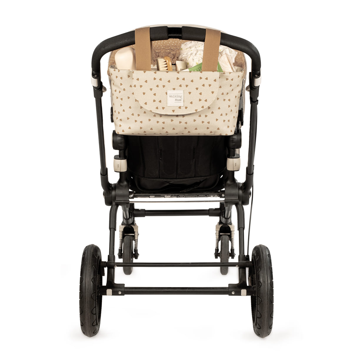 Organizer de poussette bébé Poppy Cannelle – Motifs cœurs walking mum