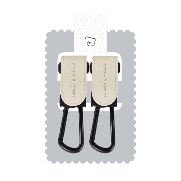 Lot de 2 crochets pour poussette Icon Crème – Similicuir élégant et résistant