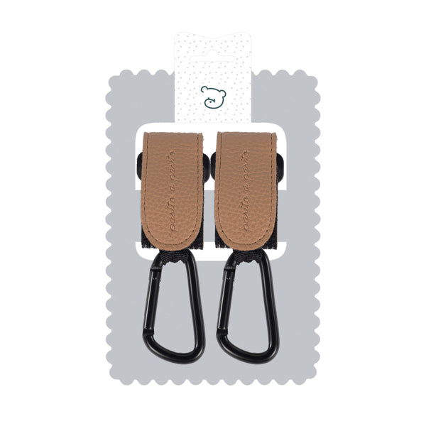 Lot de 2 crochets pour poussette Icon Caramel – Similicuir élégant et résistant