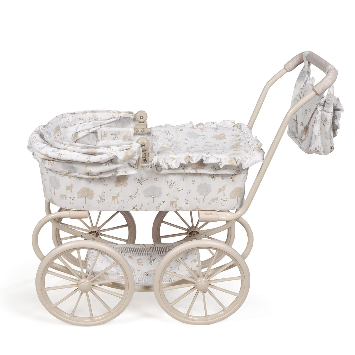 Landau Grandes Roues Nara  – Poussette classique pour poupées avec sac assorti