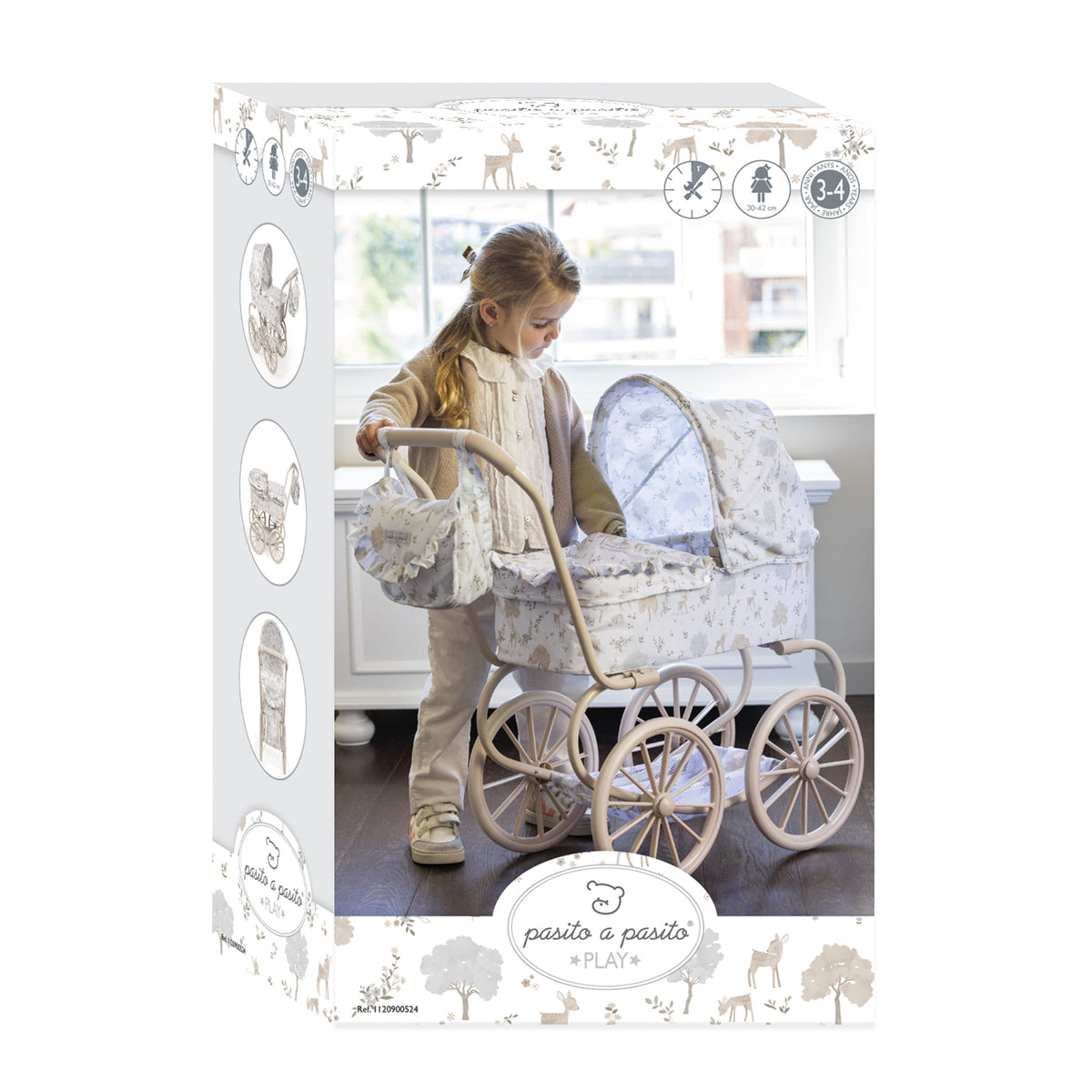 Landau Grandes Roues Nara  – Poussette classique pour poupées avec sac assorti