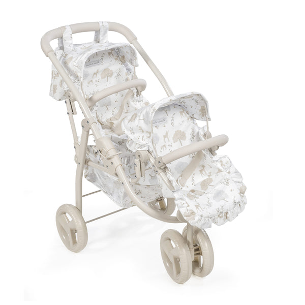 Landau jumeau Nara  – Poussette double pour poupées avec sac assorti