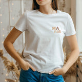 Tee-shirt Mama or café nougat nude MARINE HEART BRODERIE