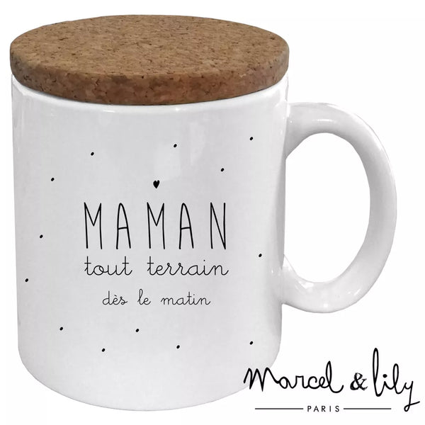 Mug Maman Tout Terrain – Céramique et couvercle en liège français