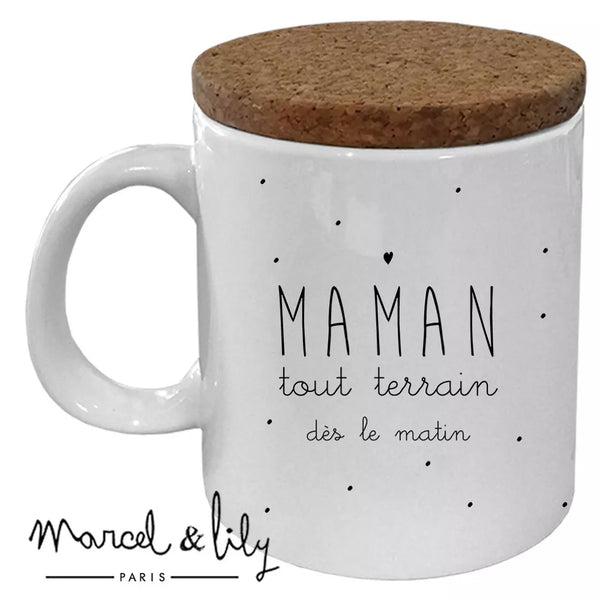 Mug Maman Tout Terrain – Céramique et couvercle en liège français