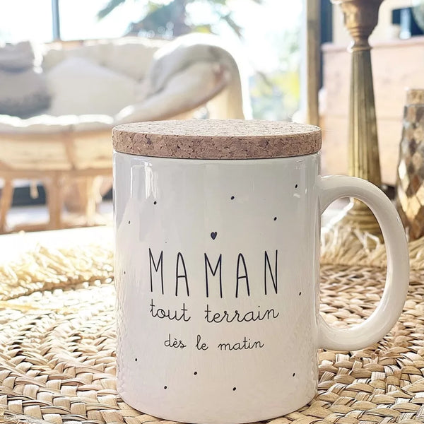 Mug Maman Tout Terrain – Céramique et couvercle en liège français