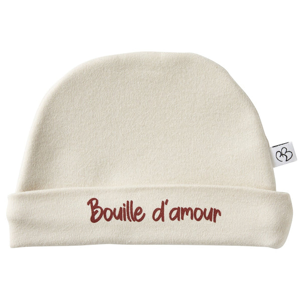 Bonnet Naissance “Bouille d'amour" Sable BB & CO