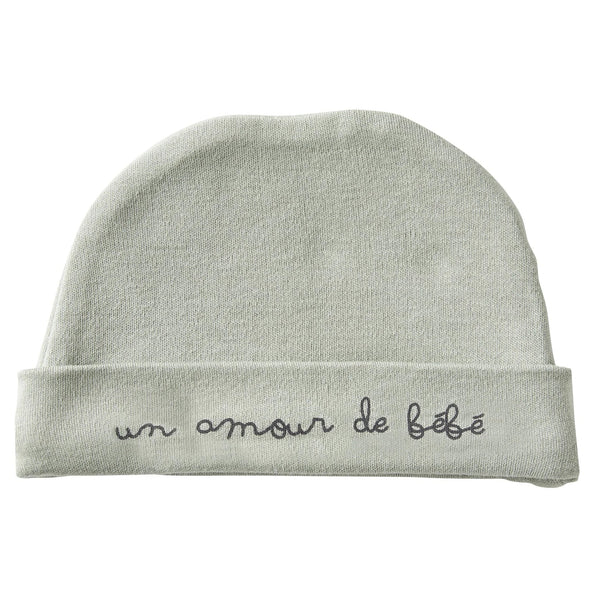 Bonnet Naissance “Un amour de bébé” Vert BB & CO